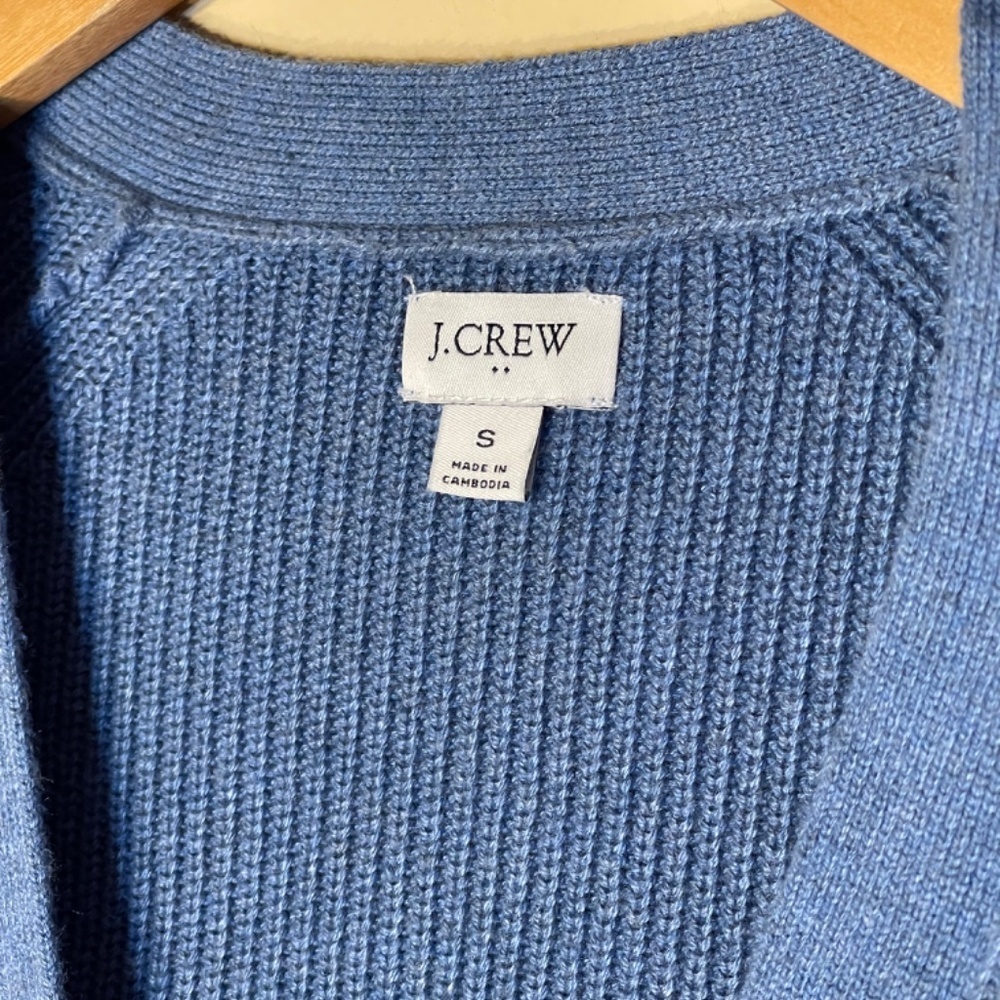 J. Crew Blue Women's Sweater Cotton-blend cardigan Oceanview - Picture 4 of 8